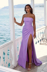 Gorgeous Strapless Mermaid Evening Dress Pleats With Split Long Online